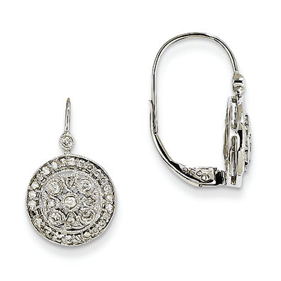0.3 Carat 14K White Gold Diamond Leverback Earrings