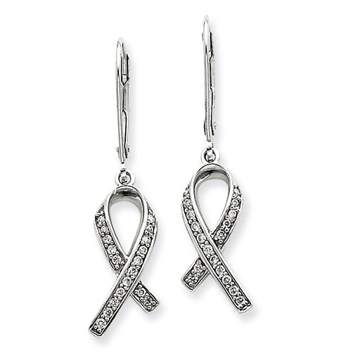 0.2 Carat 14K White Gold Diamond Awareness Leverback Earrings