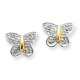 14K Gold Diamond Butterfly Post Earrings