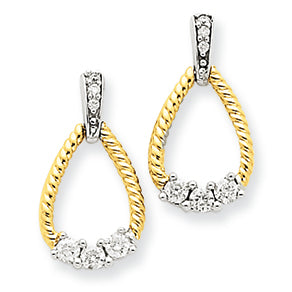 0.3 Carat 14K Gold Two-tone Diamond Teardrop Post Earrings