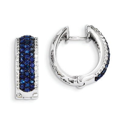1.4 Carat 14K White Gold Diamond & Sapphire Earrings
