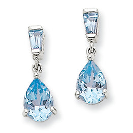 1.8 Carat 14K White Gold Blue Topaz Dangle Post Earrings