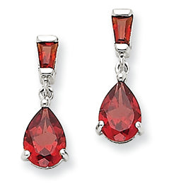1.6 Carat 14K White Gold Garnet Dangle Post Earrings
