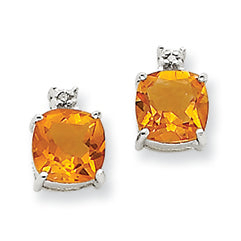 1.9 Carat 14K White Gold Citrine & Diamond Post Earrings