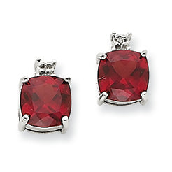 2.6 Carat 14K White Gold Garnet & Diamond Post Earrings