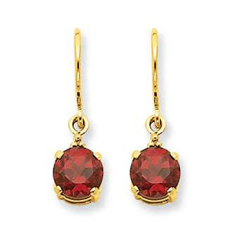 2 Carat 14K Gold Garnet & Diamond Dangle Earrings