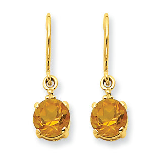1.5 Carat 14K Gold Citrine & Diamond Dangle Earrings