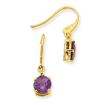 1.5 Carat 14K Gold Amethyst & Diamond Dangle Earrings