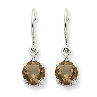 1.2 Carat 14K White Gold Smokey Topaz & Diamond Dangle Earrings