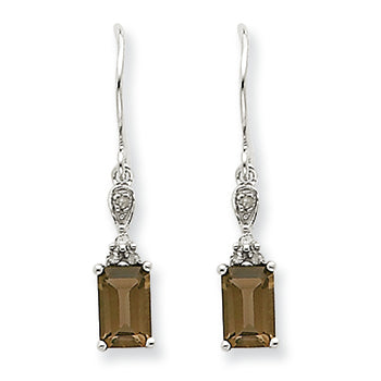 1.2 Carat 14K White Gold Smokey Quartz & Diamond Earrings