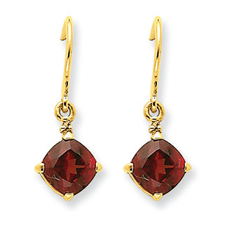 2.4 Carat 14K Gold Garnet & Diamond Dangle Earrings