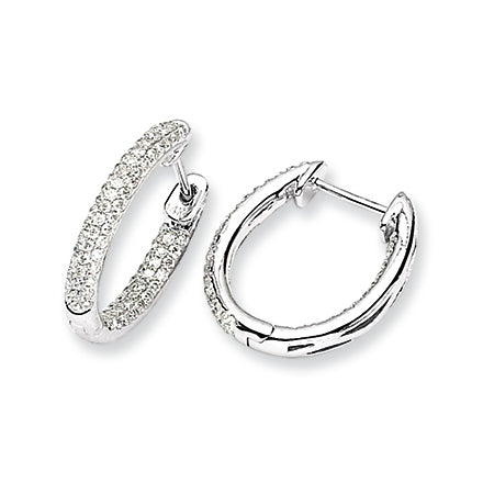 0.7 Carat 14K White Gold Diamond In-Out Hinged Hoop Earrings