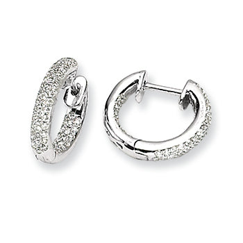 0.4 Carat 14K White Gold Diamond Hinged Hoop Earrings