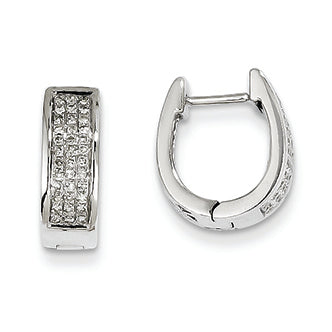 0.3 Carat 14K White Gold Diamond Small Hinged Oval Hoop Earrings