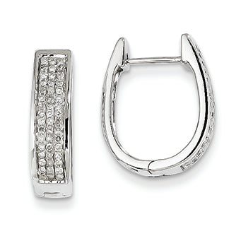 0.4 Carat 14K White Gold Diamond Medium Hinged Oval Hoop Earrings