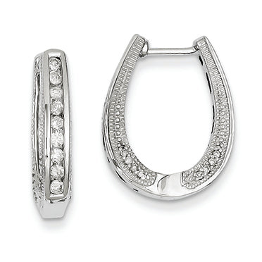 0.5 Carat 14K White Gold Diamond Hinged Hoop Earrings