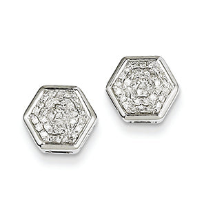 0.2 Carat 14K White Gold Diamond Small Hexagon Bezel Post Earrings