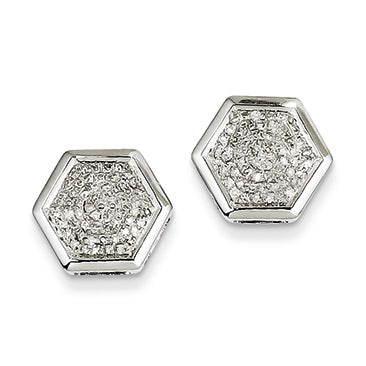 0.3 Carat 14K White Gold Diamond Medium Hexagon Bezel Post Earrings