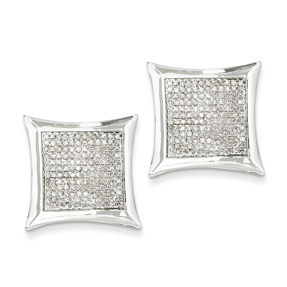 1 Carat 14K White Gold Diamond Large Square Bezel Post Earrings