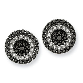 0.5 Carat 14K White Gold Black & White Diamond Circle Post Earrings