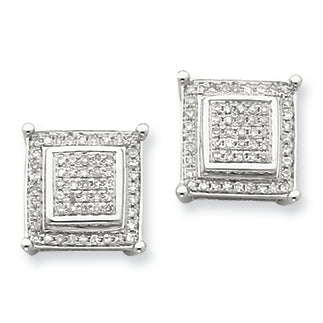 0.3 Carat 14K White Gold Diamond Large Double Square Bezel Post Earrings