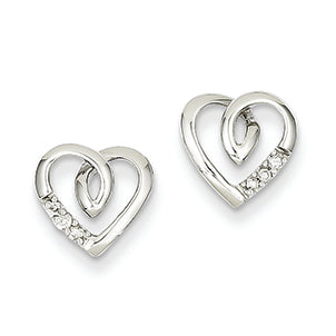 0.1 Carat 14K White Gold Heart Post Earrings