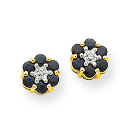 0.4 Carat 14K Gold & Rhodium Sapphire & Diamond Post Earrings