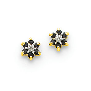 0.3 Carat 14K Gold & Rhodium Round Sapphire & Diamond Post Earrings