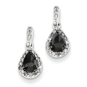 1.1 Carat 14K White Gold w/ Black and White Diamond Post Dangle Earrings