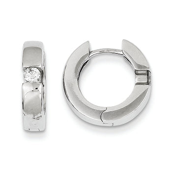 0.2 Carat 14K White Gold Diamond Hinged Hoop Earrings