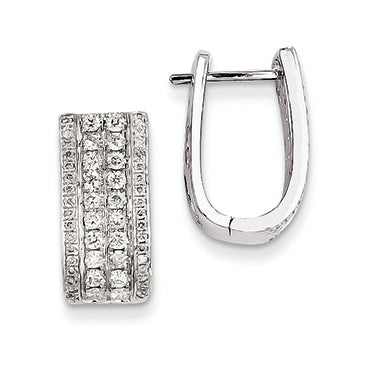 0.8 Carat 14K White Gold Diamond Hinged Hoop Earrings