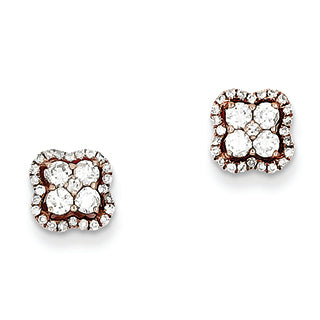0.5 Carat 14K Gold Rose Gold Diamond Flower Post Earrings