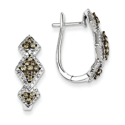 0.9 Carat 14K White Gold Champagne & White Diamond Black Rhodium-plated Hinged Hoop E