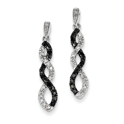 0.3 Carat 14K White Gold Black & White Diamond Twisted Post Earrings