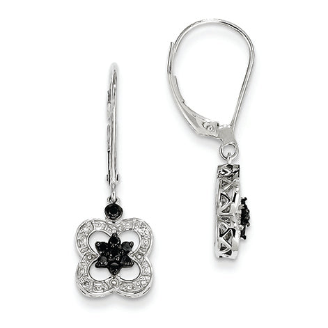 0.3 Carat 14K White Gold Black & White Diamond Leverback Earrings