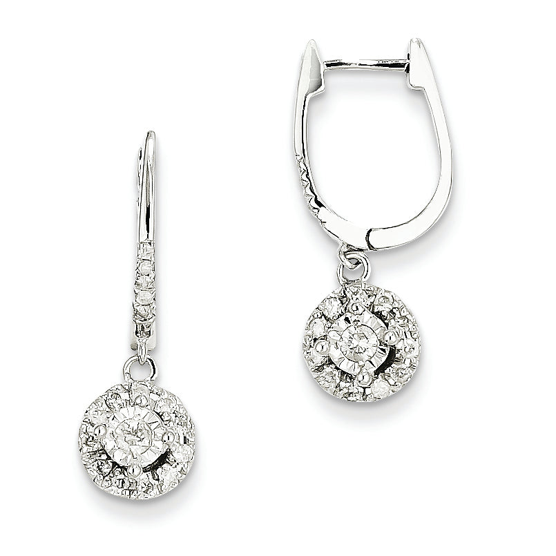0.4 Carat 14K White Gold 0.35ct Diamond Round Dangle Hinged Earrings