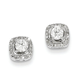0.5 Carat 14K White Gold Diamond Square Post Earrings