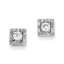 0.1 Carat 14K White Gold 0.13ct Diamond Square Post Earrings