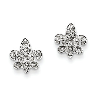 0.2 Carat 14K White Gold 0.16ct Diamond Fleur de Lis Post Earrings