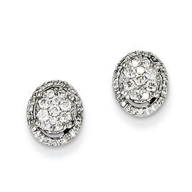 0.3 Carat 14K White Gold Diamond Oval Screw Back Post Earrings