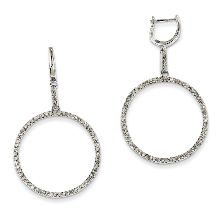 0.8 Carat 14K White Gold Diamond Hinged Circle Earrings