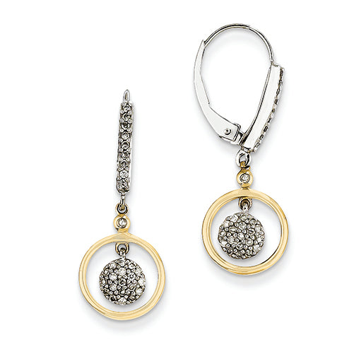 0.3 Carat 14K Gold Two-tone Circle Cluster Diamond Leverback Earrings