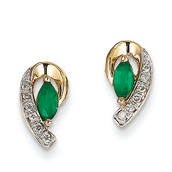 0.4 Carat 14K Gold Diamond & Emerald Earrings