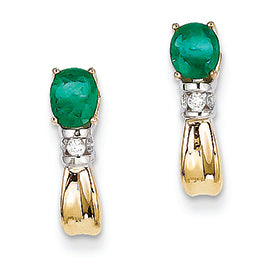 0.8 Carat 14K Gold Diamond & Emerald Earrings