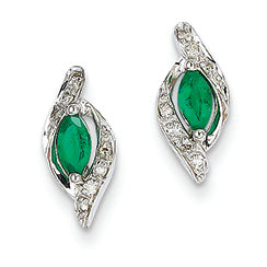 0.4 Carat 14K White Gold Diamond & Emerald Earrings