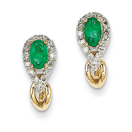 0.6 Carat 14K Gold Diamond & Emerald Earrings