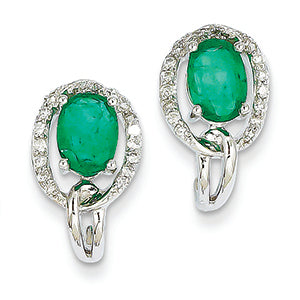 1.9 Carat 14K White Gold Diamond & Emerald Earrings