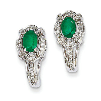 1.3 Carat 14K White Gold Diamond & Emerald Earrings