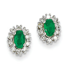 0.7 Carat 14K White Gold Diamond & Emerald Earrings
