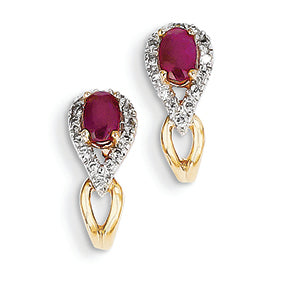 0.8 Carat 14K Gold Diamond & Ruby Earrings